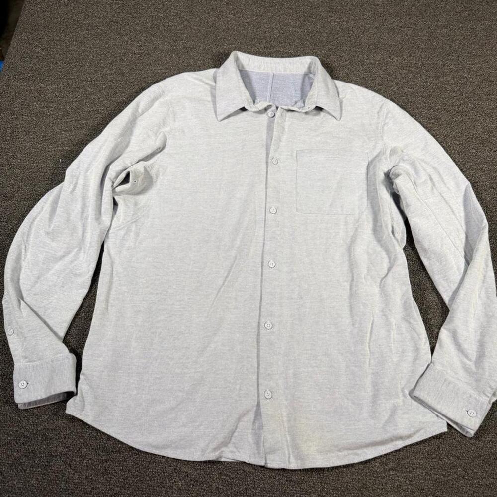 Lululemon Men’s light blue heather long sleeve button up shirt men’s XL